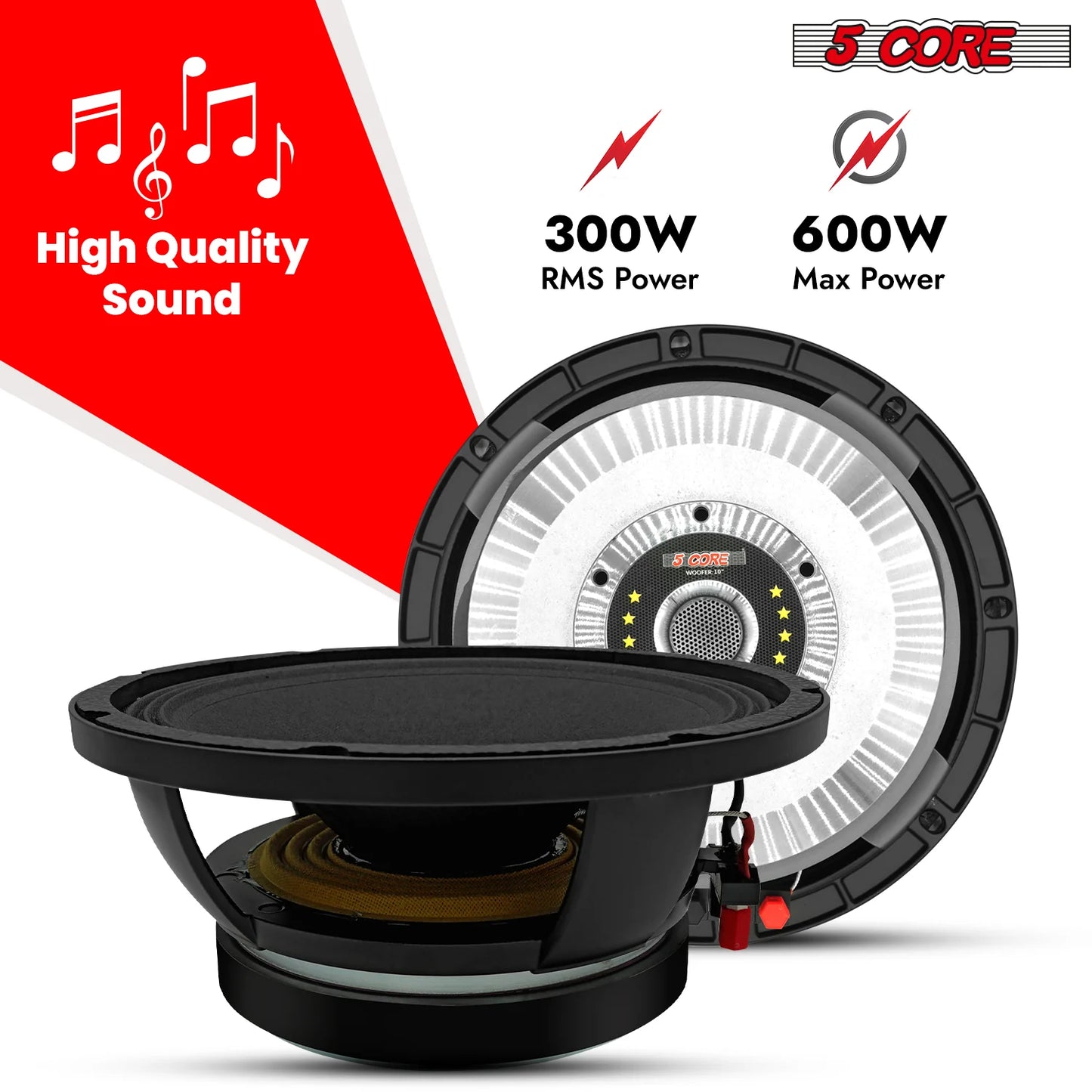 Powerful 10 Inch 600W 8 Ohm Full Range Subwoofer Speaker - Perfect DJ Bass Replacement!