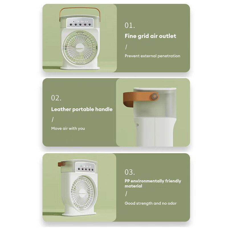 Portable USB Air Conditioner Cooling Fan with 5 Sprays 7 Color Light 600ML Water Tank Spray Mist Air Cooler Humidifiers